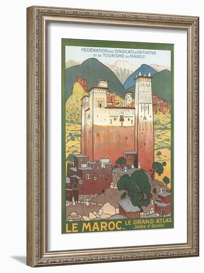 Morocco Travel Poster-Found Image Press-Framed Giclee Print