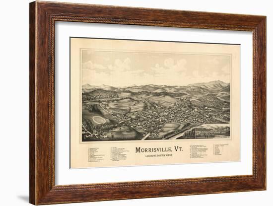Morrisville, Vermont - Panoramic Map-Lantern Press-Framed Art Print