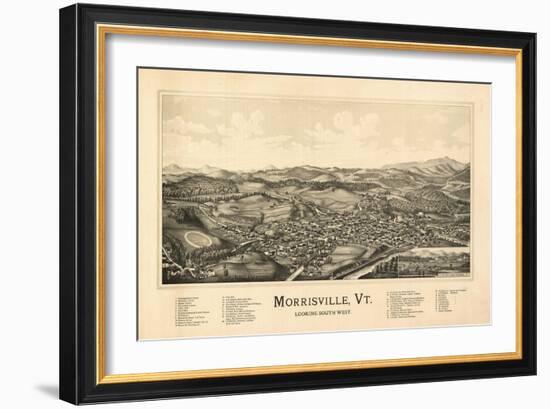 Morrisville, Vermont - Panoramic Map-Lantern Press-Framed Art Print