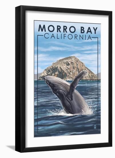 Morro Bay, CA - Humpback Whale-Lantern Press-Framed Art Print