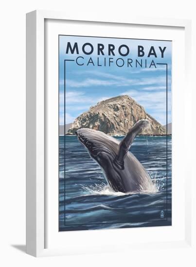 Morro Bay, CA - Humpback Whale-Lantern Press-Framed Art Print