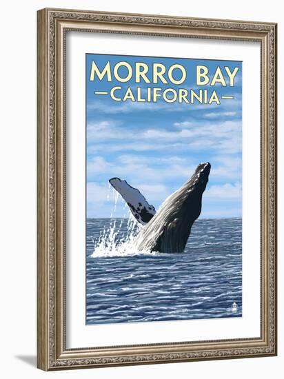 Morro Bay, CA - Humpback Whale-Lantern Press-Framed Art Print