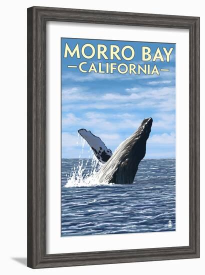 Morro Bay, CA - Humpback Whale-Lantern Press-Framed Art Print