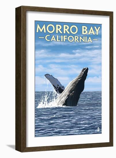 Morro Bay, CA - Humpback Whale-Lantern Press-Framed Art Print