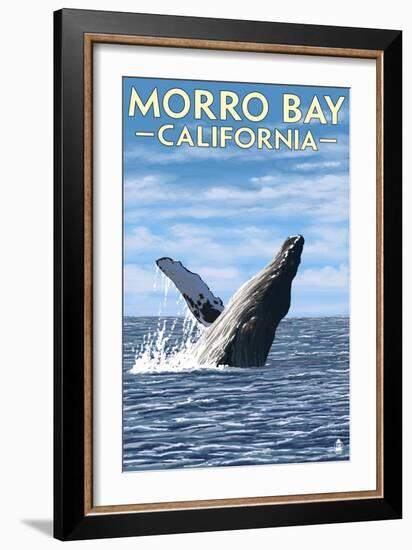 Morro Bay, CA - Humpback Whale-Lantern Press-Framed Art Print