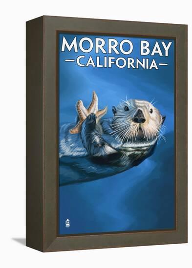 Morro Bay, CA - Sea Otter-Lantern Press-Framed Stretched Canvas