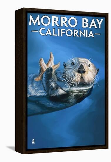 Morro Bay, CA - Sea Otter-Lantern Press-Framed Stretched Canvas