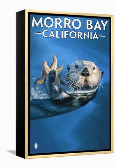 Morro Bay, CA - Sea Otter-Lantern Press-Framed Stretched Canvas