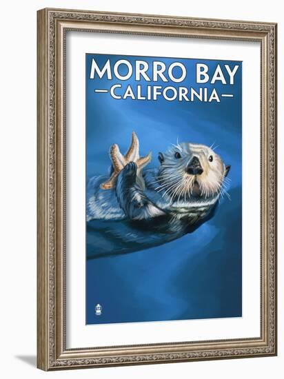 Morro Bay, CA - Sea Otter-Lantern Press-Framed Art Print