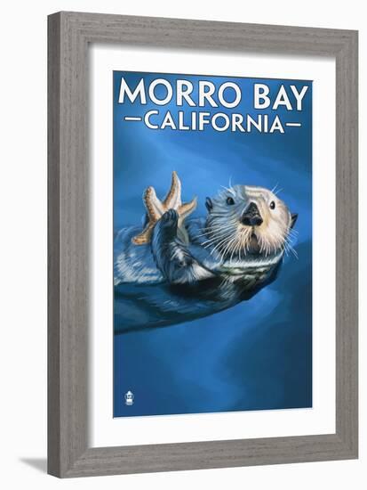 Morro Bay, CA - Sea Otter-Lantern Press-Framed Art Print