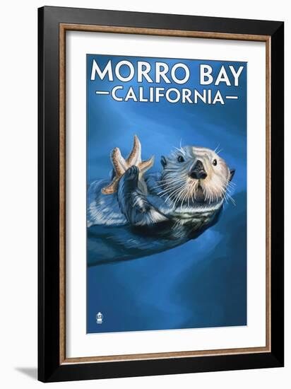 Morro Bay, CA - Sea Otter-Lantern Press-Framed Art Print