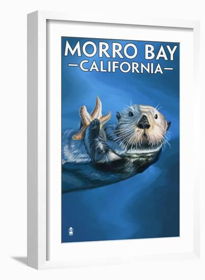 Morro Bay, CA - Sea Otter-Lantern Press-Framed Art Print