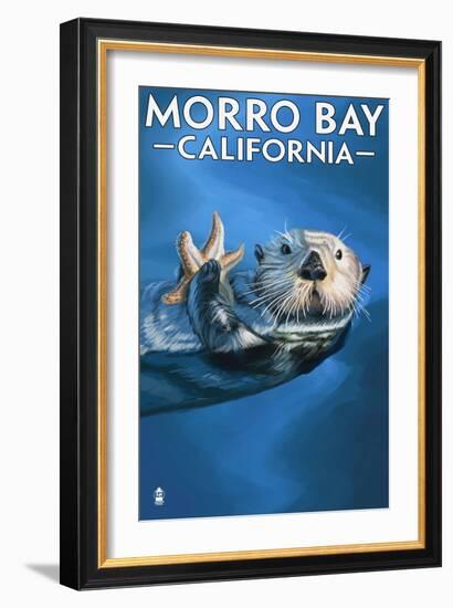 Morro Bay, CA - Sea Otter-Lantern Press-Framed Art Print