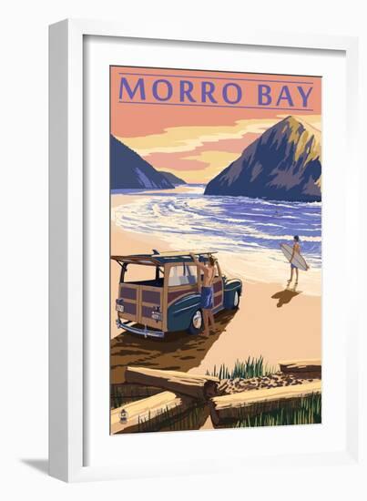 Morro Bay, CA - Woody on Beach-Lantern Press-Framed Art Print