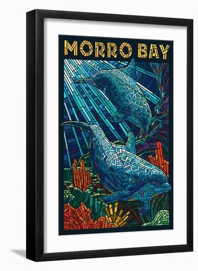 Morro Bay, California - Dolphins - Mosaic-Lantern Press-Framed Art Print