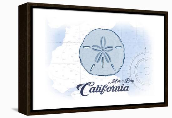 Morro Bay, California - Sand Dollar - Blue - Coastal Icon-Lantern Press-Framed Stretched Canvas