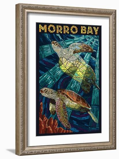 Morro Bay, California - Sea Turtles - Mosaic-Lantern Press-Framed Premium Giclee Print