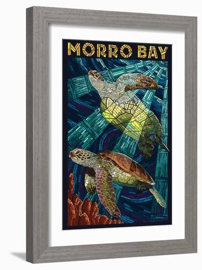 Morro Bay, California - Sea Turtles - Mosaic-Lantern Press-Framed Premium Giclee Print