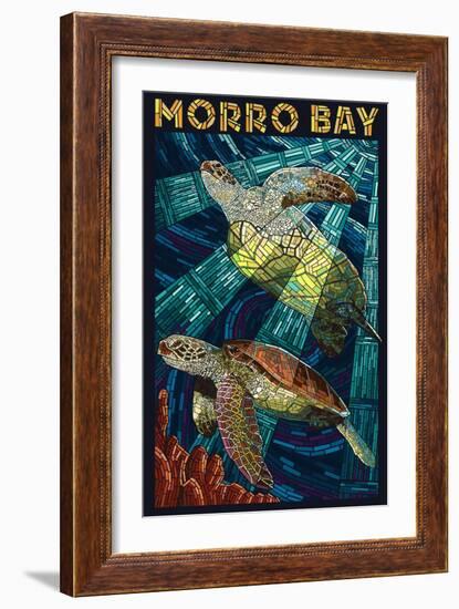 Morro Bay, California - Sea Turtles - Mosaic-Lantern Press-Framed Premium Giclee Print