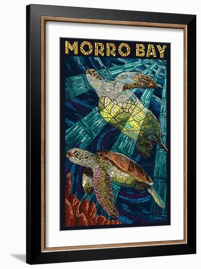 Morro Bay, California - Sea Turtles - Mosaic-Lantern Press-Framed Premium Giclee Print