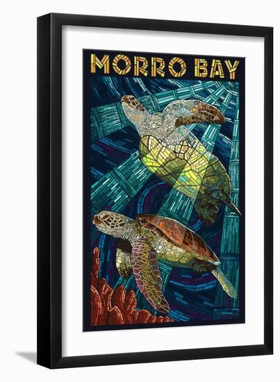 Morro Bay, California - Sea Turtles - Mosaic-Lantern Press-Framed Premium Giclee Print