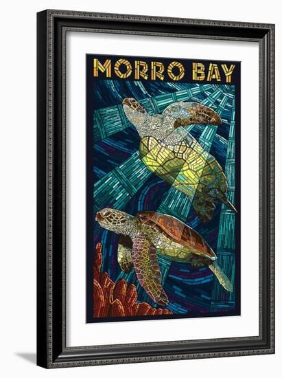 Morro Bay, California - Sea Turtles - Mosaic-Lantern Press-Framed Premium Giclee Print