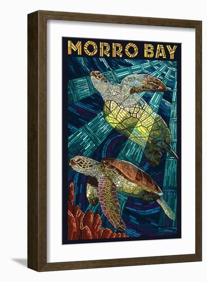 Morro Bay, California - Sea Turtles - Mosaic-Lantern Press-Framed Art Print