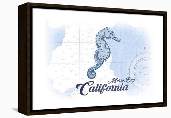 Morro Bay, California - Seahorse - Blue - Coastal Icon-Lantern Press-Framed Stretched Canvas