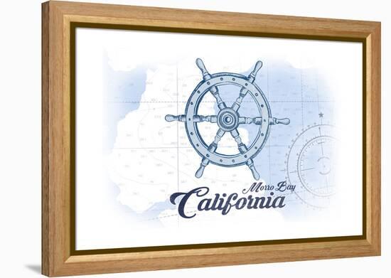 Morro Bay, California - Ship Wheel - Blue - Coastal Icon-Lantern Press-Framed Stretched Canvas