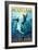 Morro Bay, California - Stylized Sharks-Lantern Press-Framed Art Print