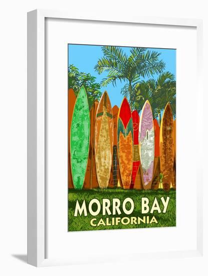 Morro Bay, California - Surfboard Fence-Lantern Press-Framed Art Print