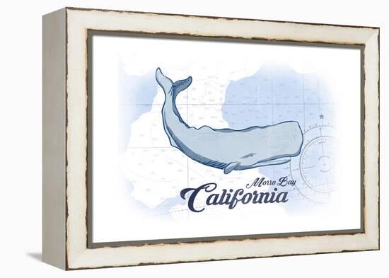 Morro Bay, California - Whale - Blue - Coastal Icon-Lantern Press-Framed Stretched Canvas