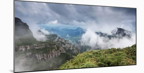 Morro Da Igreja Rocks in the Clouds and Mists Near Urubici in Santa Catarina, Brazil-Alex Saberi-Mounted Photographic Print