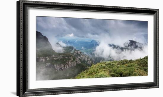 Morro Da Igreja Rocks in the Clouds and Mists Near Urubici in Santa Catarina, Brazil-Alex Saberi-Framed Photographic Print