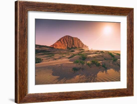 Morro Rock by Moonlight, Morro Bay California Coast-null-Framed Photographic Print