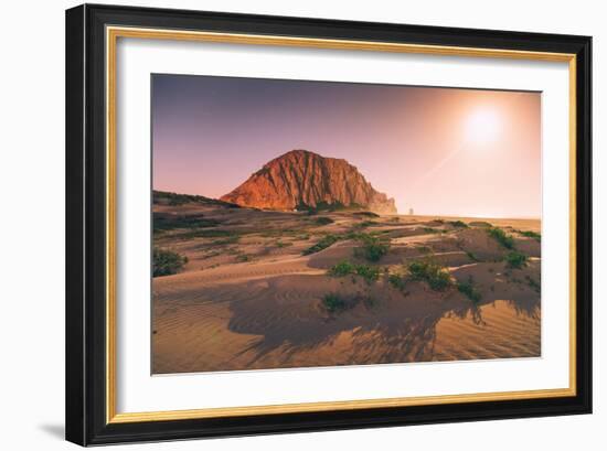 Morro Rock by Moonlight, Morro Bay California Coast-null-Framed Photographic Print