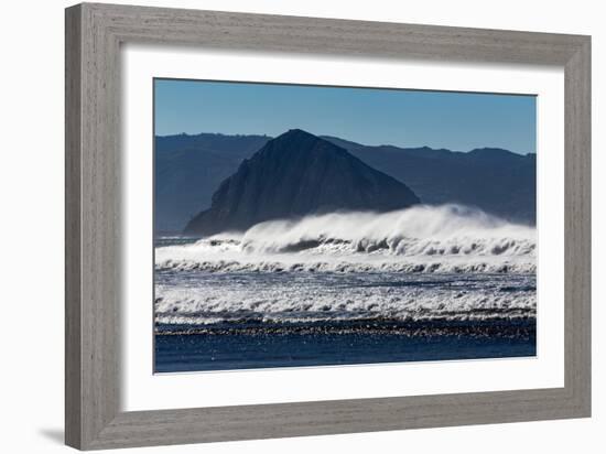 Morro Rock Waves-Lee Peterson-Framed Photo