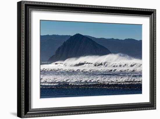 Morro Rock Waves-Lee Peterson-Framed Photo