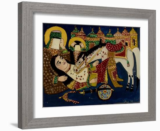 Mort de Ali Akbar sur le champ de bataille de Kerbelâ-null-Framed Giclee Print