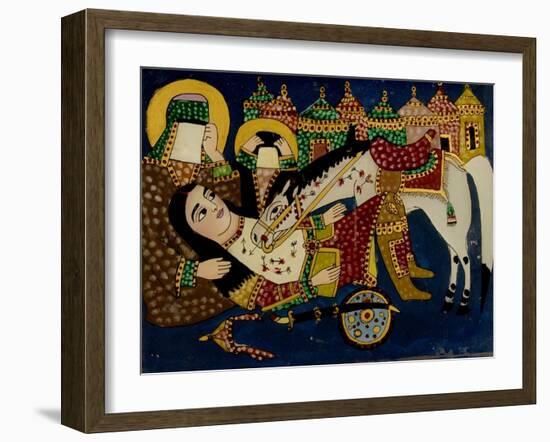 Mort de Ali Akbar sur le champ de bataille de Kerbelâ-null-Framed Giclee Print