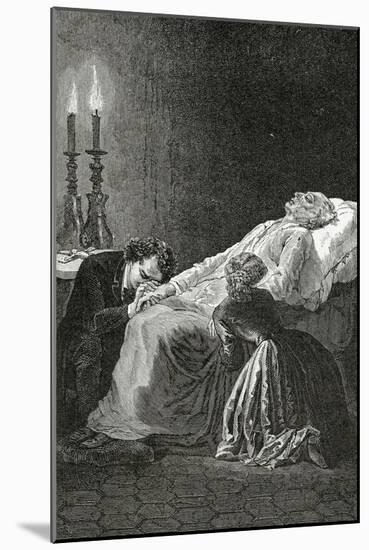 Mort De Jean Valjean Entre Cosette Et Marius - Illustration from Les Misérables,19th Century-Alphonse Marie de Neuville-Mounted Giclee Print