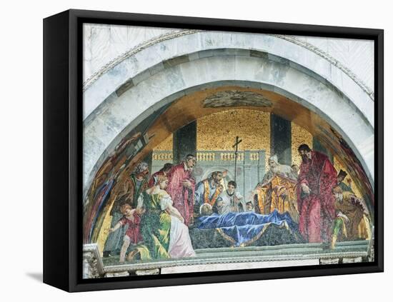 Mosaic Above the Entrance to St. Mark's Basilica Depicts St. Mark's Funeral, Venice, Italy-Rob Tilley-Framed Premier Image Canvas