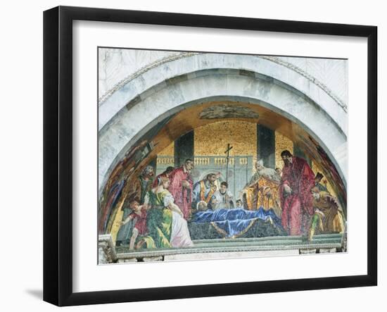 Mosaic Above the Entrance to St. Mark's Basilica Depicts St. Mark's Funeral, Venice, Italy-Rob Tilley-Framed Photographic Print