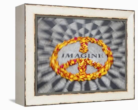 Mosaic Commemorting John Lennon, Strawberry Fields, Central Park, Manhattan, New York City, USA-Jon Arnold-Framed Premier Image Canvas