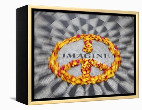 Mosaic Commemorting John Lennon, Strawberry Fields, Central Park, Manhattan, New York City, USA-Jon Arnold-Framed Premier Image Canvas