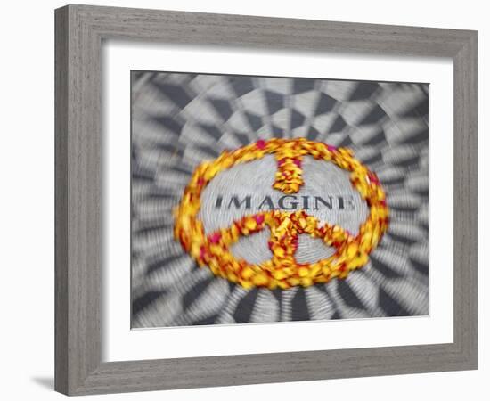 Mosaic Commemorting John Lennon, Strawberry Fields, Central Park, Manhattan, New York City, USA-Jon Arnold-Framed Photographic Print