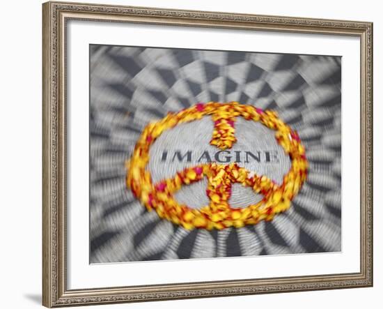 Mosaic Commemorting John Lennon, Strawberry Fields, Central Park, Manhattan, New York City, USA-Jon Arnold-Framed Photographic Print