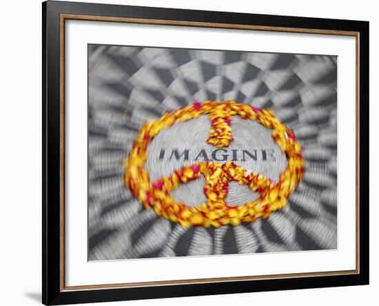 Mosaic Commemorting John Lennon, Strawberry Fields, Central Park, Manhattan, New York City, USA-Jon Arnold-Framed Photographic Print