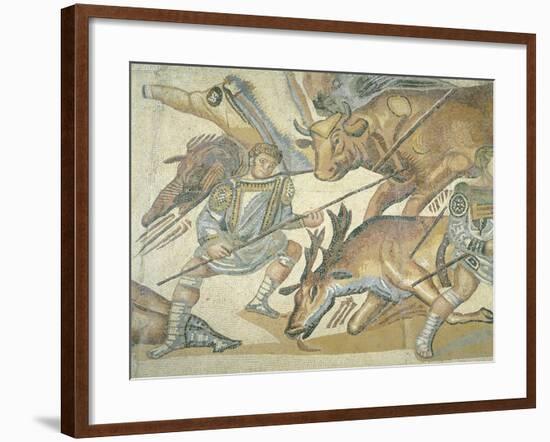 Mosaic Depicting a Hunting Scene, from Terranova, Near Tusculum, Lazio-null-Framed Giclee Print