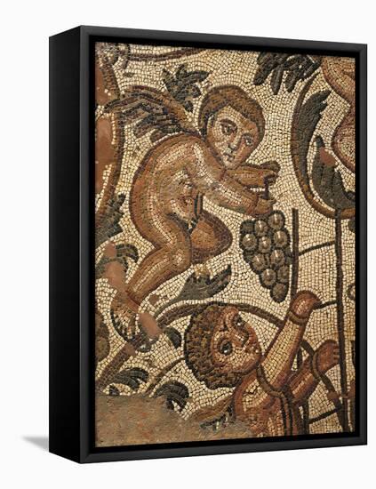 Mosaic Depicting Cupids Picking Grapes, Villa Romana Del Casale, Piazza Armerina, Sicily, Italy-null-Framed Premier Image Canvas